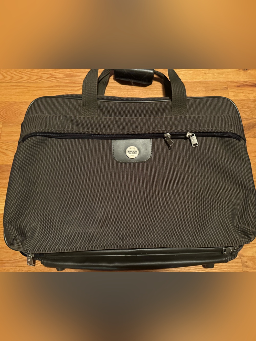 American Tourister Black Rolling Briefcase - Men’s Travel Laptop Bag